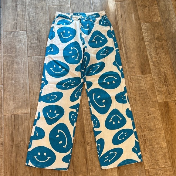 Bacio Pants - Bacio Blue Smiley Face Pants